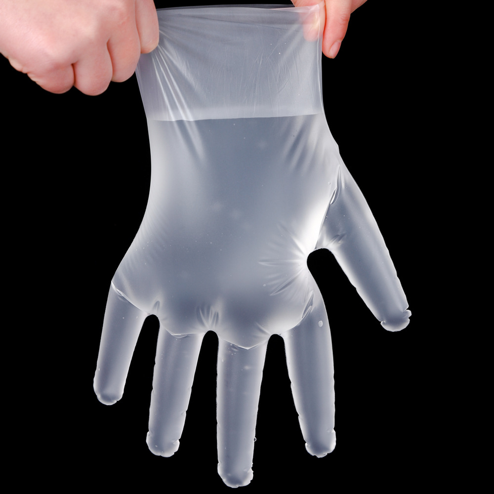 松青一次性pe塑料手套防水车间工厂家庭餐饮透明美容美发店