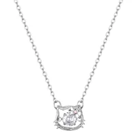Чистая красная живая продажа умный Hello Kitty Cat ожерелье женский нишевый дизайн милый порошок бьющееся сердце кулон