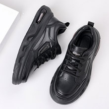 板鞋男新款2025秋季透气真皮工装鞋子厚底轻便潮流百搭运动休闲鞋
