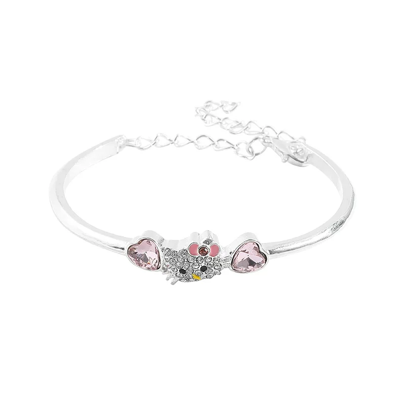 Hello Kitty, hello kitty, фуксиевый милый кристальный браслет, аксессуар, стиль легкой роскоши, (跨境交易)