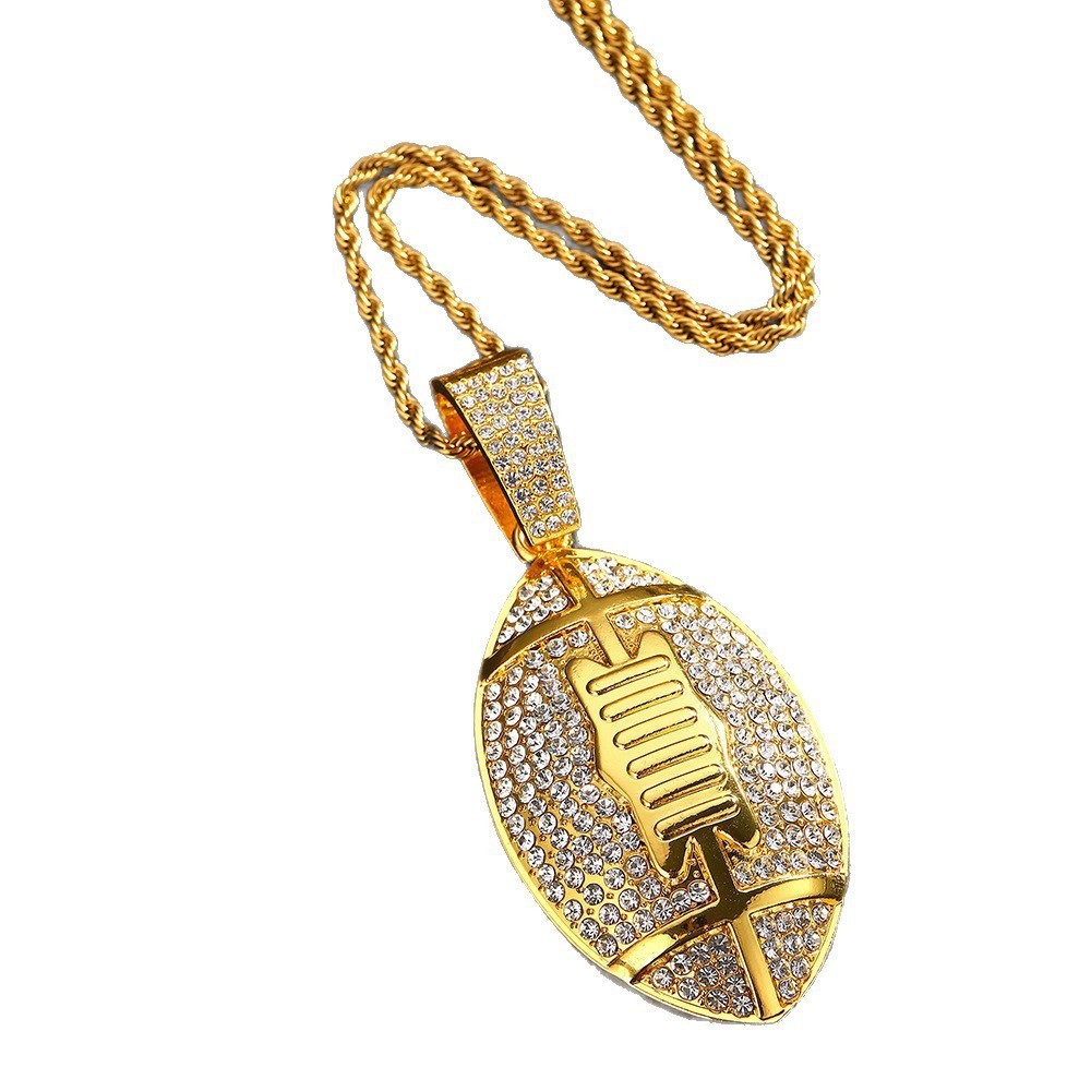 Original nuevo Super Bowl fútbol americano hip hop viento colgante cadena de diamantes Europa y América hip hop joyería de aleación popular
