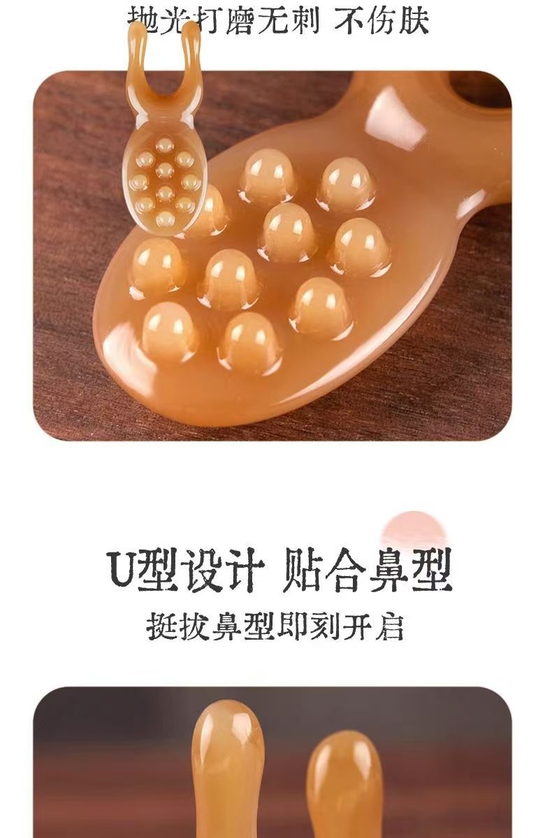 Frog Shaped Resin Massage Comb Manual Guasha Tool for Face Nose Bridge and Eye Area with Acupoint Design in use