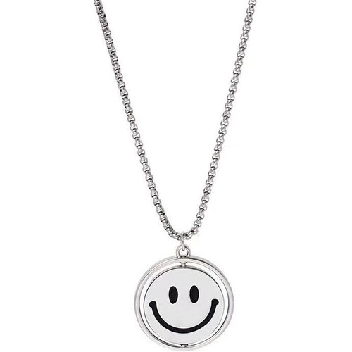 Trendy Rotating Smiling Face Necklace Hip-Hop Pendant Flipping Expression Personality unisex trendsetter Titanium Steel New Sweater Chain