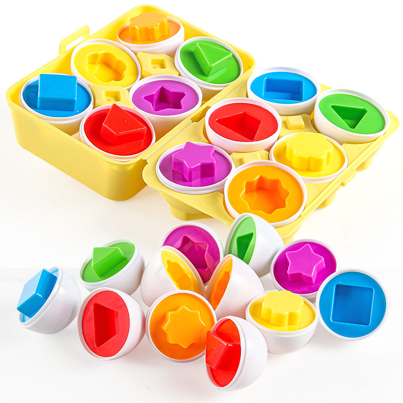 Puzzle infantil educación temprana inteligente huevo pares de huevo torcido infantil cognición de forma multicolor juguete de huevo simulado