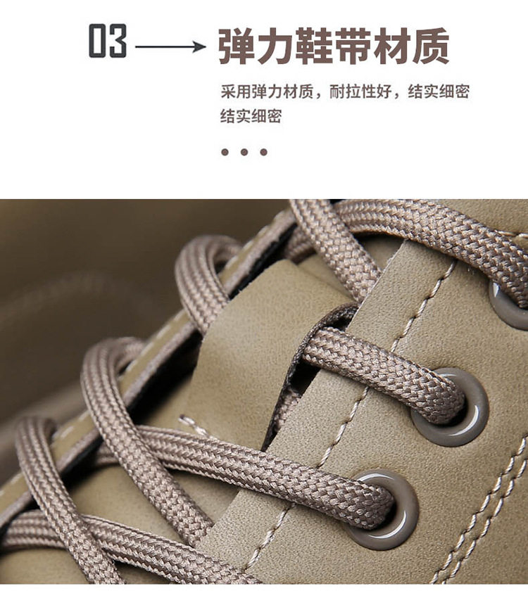 Bốt Martin nam cổ trung mỏng nhẹ phong cách Anh Quốc, đế cao su gót thấp 1-3 cm — Màu kaki, màu đen chi tiết 10