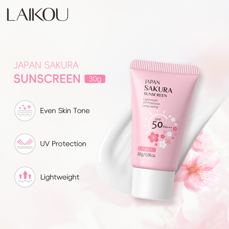 Cross-border LAIKOU Japan Cherry Blossom sunscreen30g Hydrating and Moisturizing Cream Factory in stock Wholesale