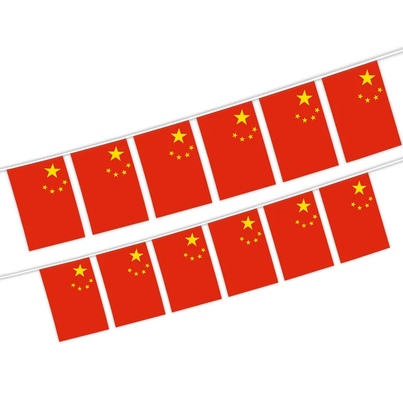 Factory directly supply Chinese string flag five -star red flags world fans all over the world, 100%polyester 14x21cm spot