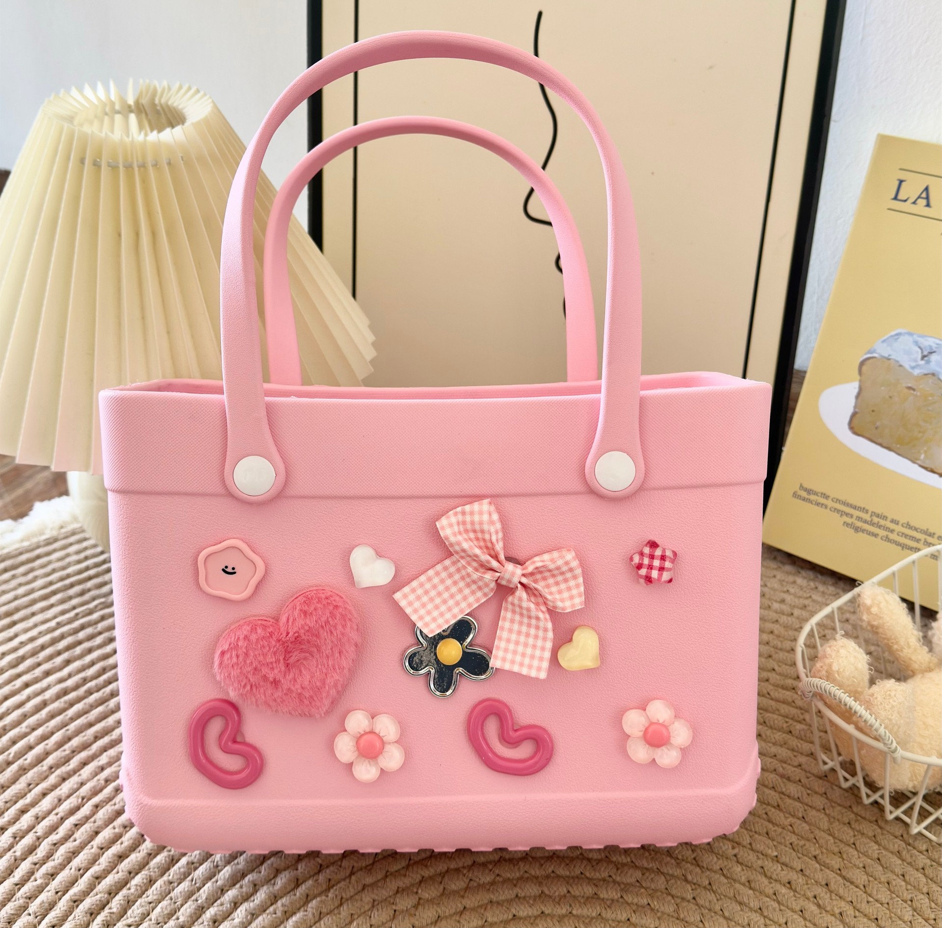 957g Weight Open Closure Type Double Handle Strap Type Square Bag Bags Type Casual Occasion EVA Material Heart Shape, Bow Knot Pattern All Seasons Season Women's Gender Cute Style Square Shape Women's EVA Heart Shape Bow Knot Cute Square Open Square Bag 2