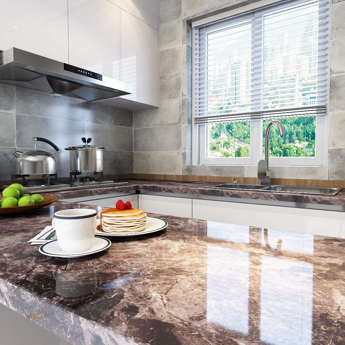 Dark Black Sandstone Wallpaper Peel And Stick Marble Waterproof Countertop Contact Paper Kitchen Cabinets_voghion.com