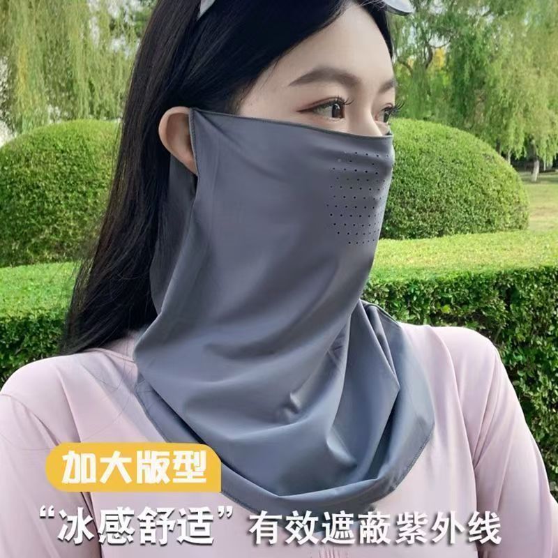 Verano hielo protector solar colgante máscara de orejas para hombres y mujeres sombreado de sol cara anti-UV largo cuello vello de bicicleta