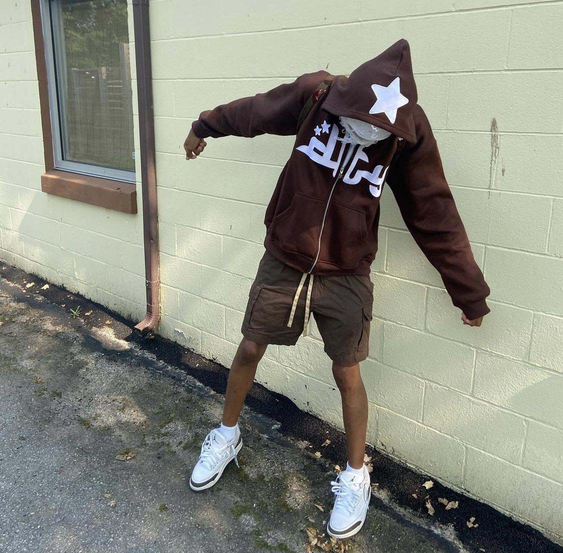 Herren Zip Up Hoodie Y2k Oversized Gothic Kapuzenpullover Mit Print_voghion.com