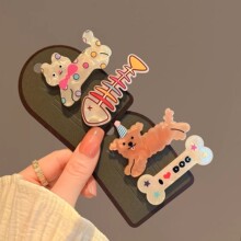 新甜美少女卡通猫咪鱼骨侧边夹前额碎发夹刘海个性发夹鸭嘴夹发饰