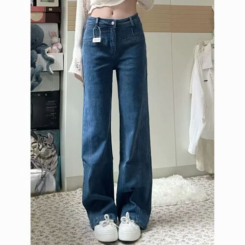 Petite American Retro Patchwork Bowknot Straight Leg Women's Summer High-Waist Loose Slimming Floor-Length Pants