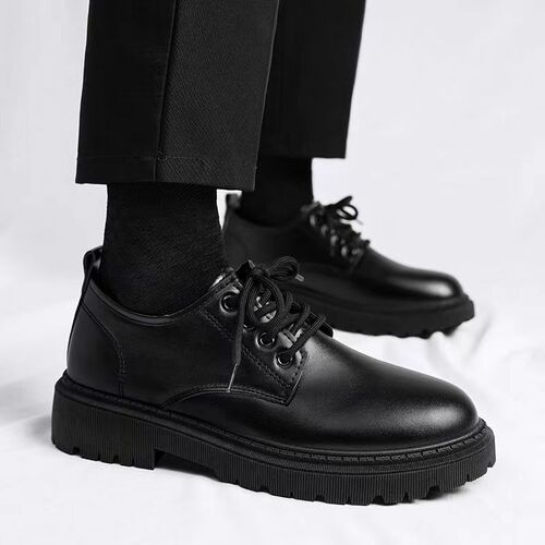 Autumn High-End Martin Boots, British Style Formal Business Wedding groom leather shoes for men, breathable casual small leather shoes
