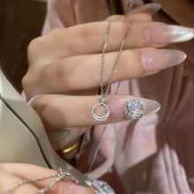 S925������Ҷ������Ů����С����Ƹ�Բ���������¿���������