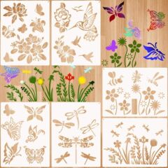 Amazonホットセールpet耐久性絵画テンプレート花蜂蝶絵画テンプレート木上鸟工芸品壁