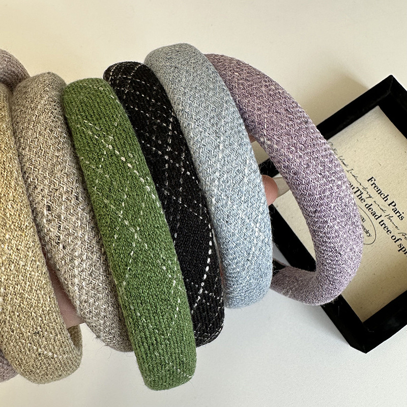 Koreanesche Stil Maon Schwamm gestreift Kappband Ins Meedchen einfach All-Match Hoeraccessoiren Kaart Internet Promi Breet Kant Héich Schädel Top Kappband_voghion.com