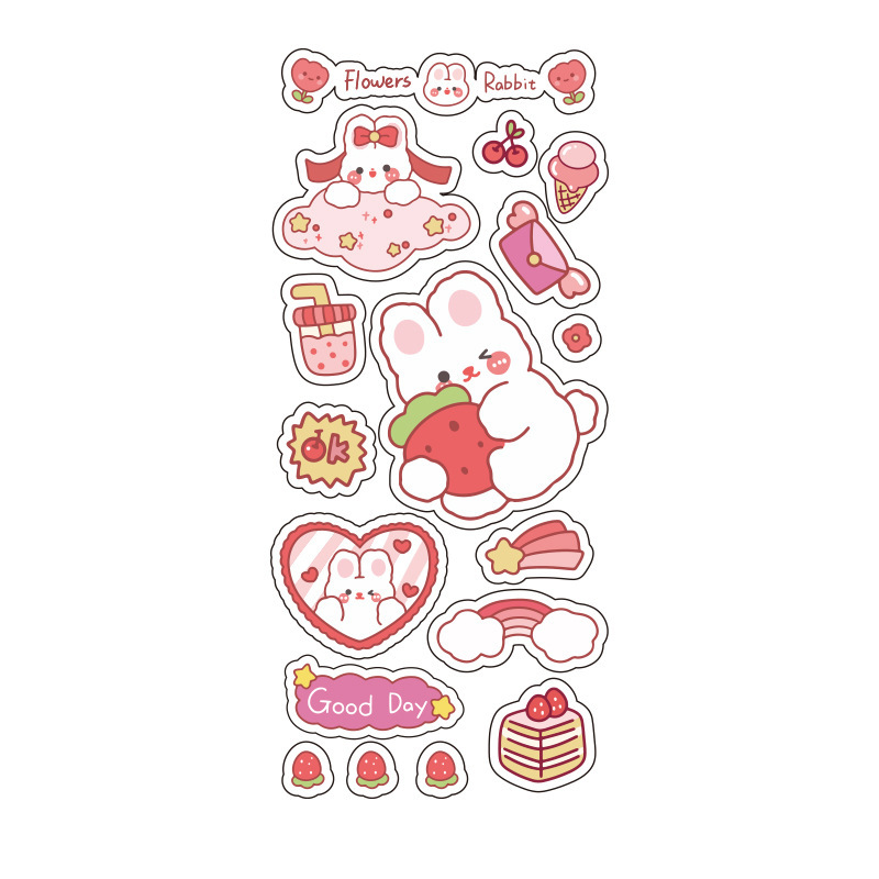 Animal de dibujos animados chica pegatinas PET transparente sin marcas a prueba de mar pegatinas de cuentas de mano adorable taza de agua decoración material pegatinas