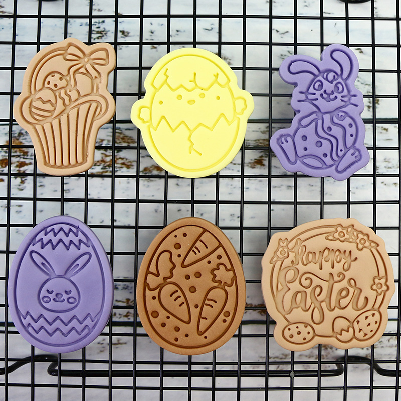 Molde de galletas de Pascua para hornear fiesta molde de fondant de bricolaje personalizado molde de corte de galletas de glaseado de prensa tridimensional 3D