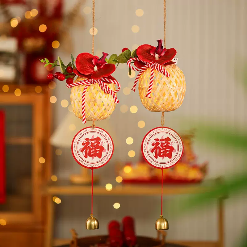 端午节竹编小灯笼挂件春节古风儿童手提过年中秋元宵兔子花灯挂饰