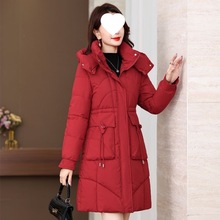 棉袄冬季女中长款韩版牛角扣中年妈妈棉服加厚年新款棉衣外套