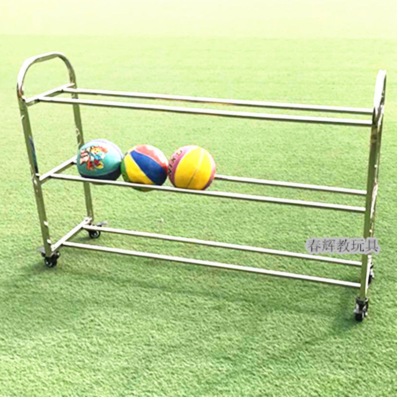 jardín de infantes carro de baloncesto de acero inoxidable grueso almacenamiento cesta de baloncesto móvil marco de baloncesto plegable carro de carga