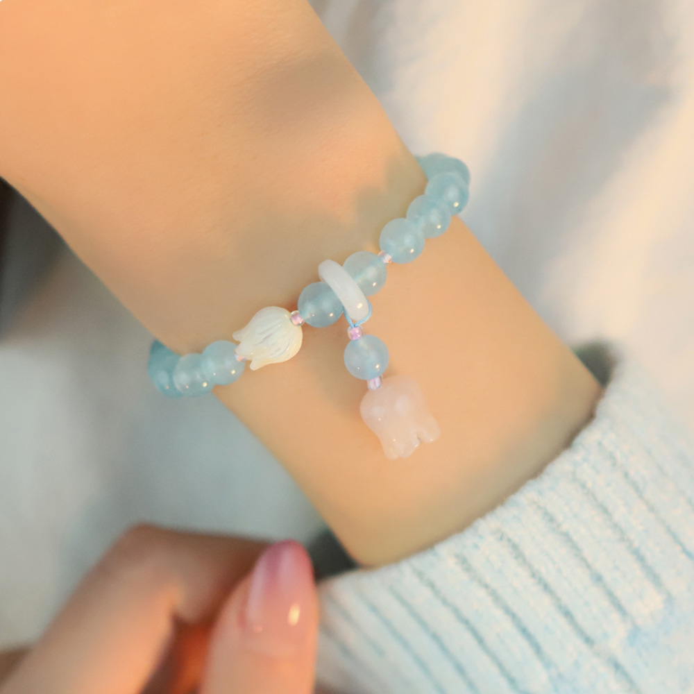 Templo con flores de tulipán de alta calidad, pulseras de nicho de diseño, pulseras de cristal al por mayor.