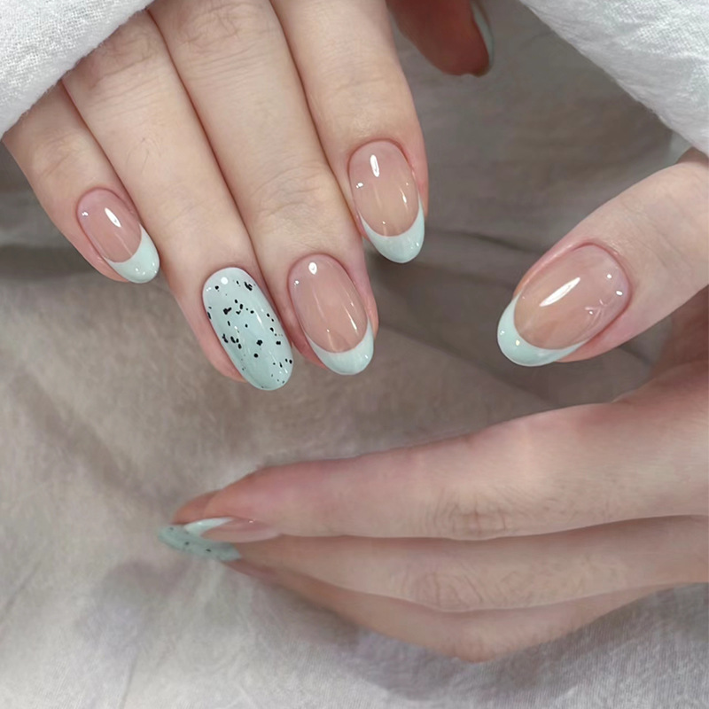 Wear Nail Pieces Mint Spots Removable Nail Pieces French Nail Art Patch Simple Fake Nail Pieces 24 Pieces Wear Nail Pieces Mint Spots Removable Nail Pieces French Nail Art Patch Simple Fake Nail Pieces 24 Pieces