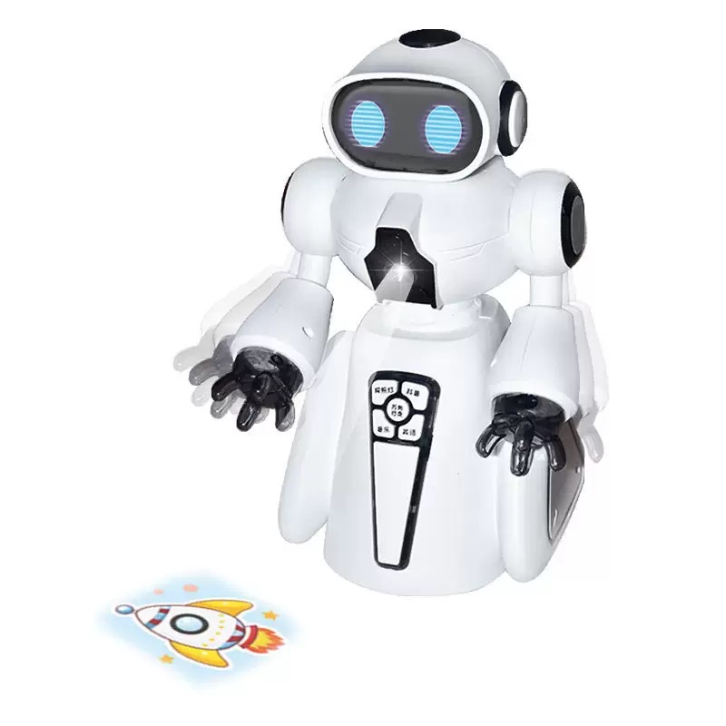 Robot inteligente de educación temprana de ciencia popular para niños juguetes de puzzle y baile rueda universal eléctrica con proyección de brazo giratorio image 5