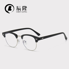 欧美复古半框防蓝光眼镜架3016高品质PC抗紫外线平光镜FDA