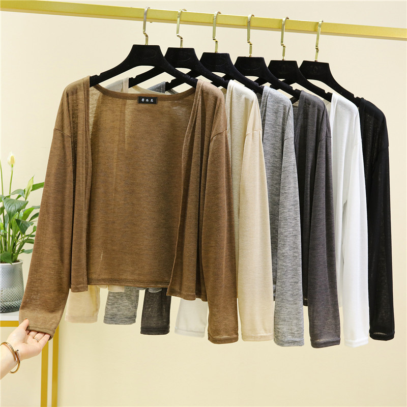 Summer Thin Tencel Short Cardigan Women's Small High Waist All-match Sun-protection Shirt Casual Loose Coat Air-conditioning Shirt Summer Thin Tencel Short Cardigan Women's Small High Waist All-match Sun-protection Shirt Casual Loose Coat Air-conditioning Shirt