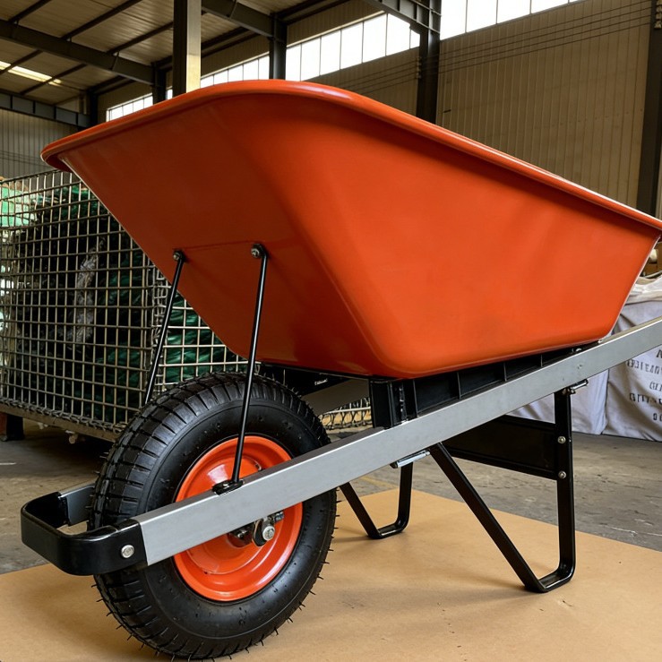 大容量农用木把铁把方管独轮手推车出口美国南美款手推车