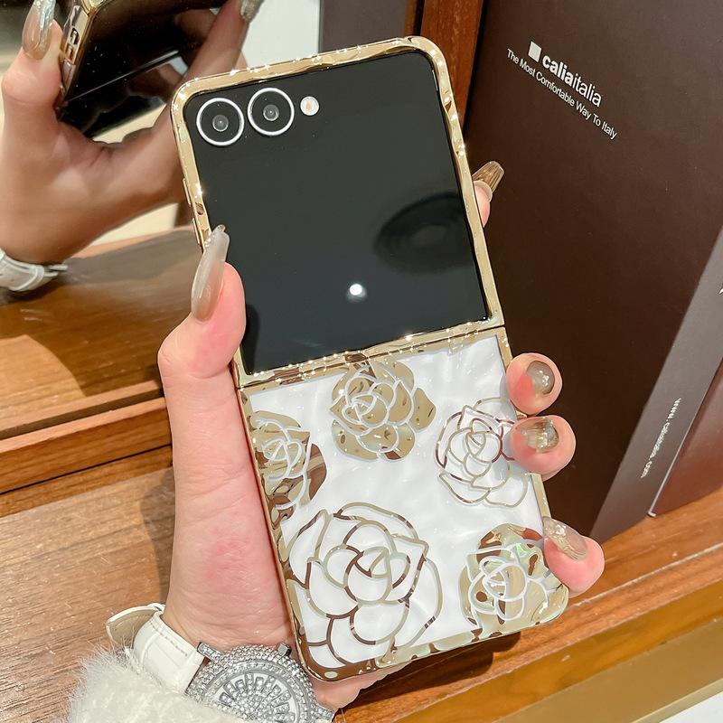 适用三星Galaxy Z Flip7手机壳电镀水波纹玫瑰花折叠屏女款保护套|undefined