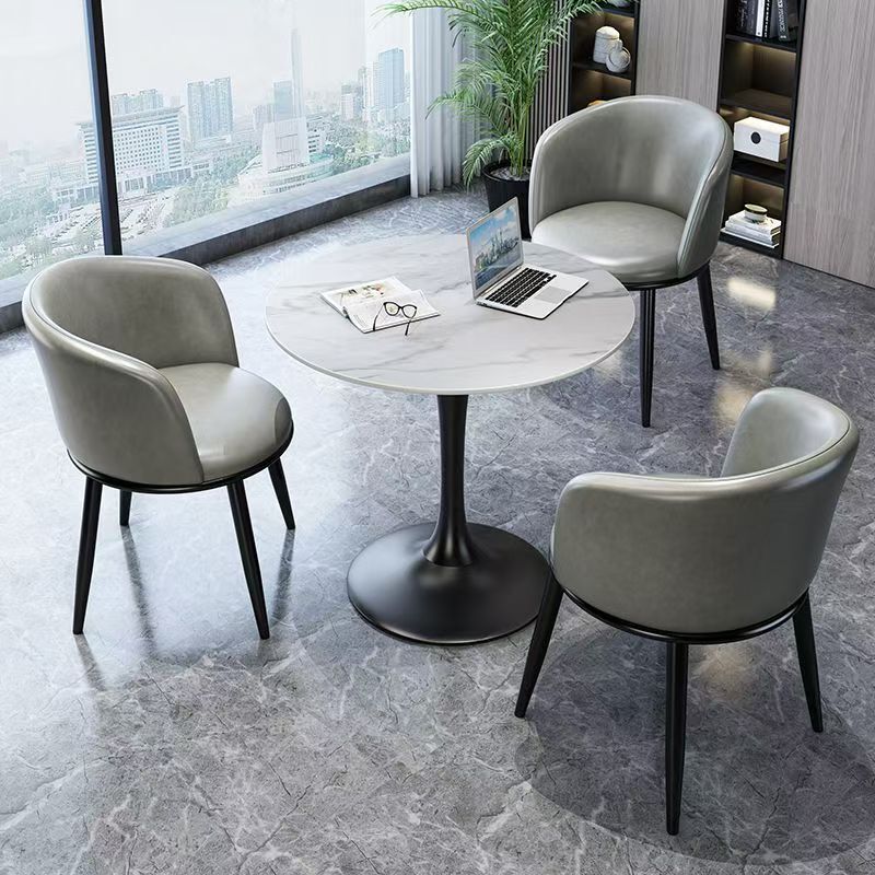 Slate small round table for home use, balcony coffee table and chair set, office reception and meeting table, light luxury business leisure tea table Slate small round table for home use, balcony coffee table and chair set, office reception and meeting table, light luxury business leisure tea table