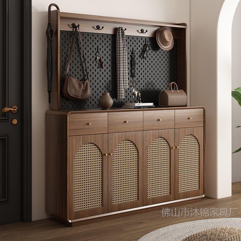 Medieval Style Shoe Cabinet American Storage Cabinet Small Apartment with Hole Board Home Entrance Door Shoe Cabinet Entrance Cabinet Living Room