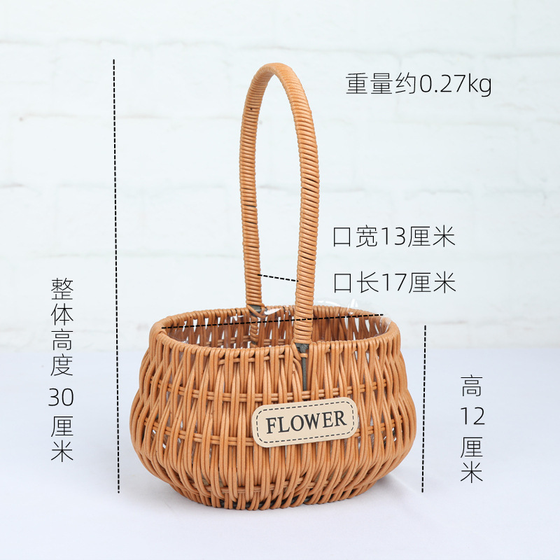 Cestas de flores de caña tejidas a mano canasta de mano pastoral creativa Qixi Festival de caña floral decorativa canasta huevo