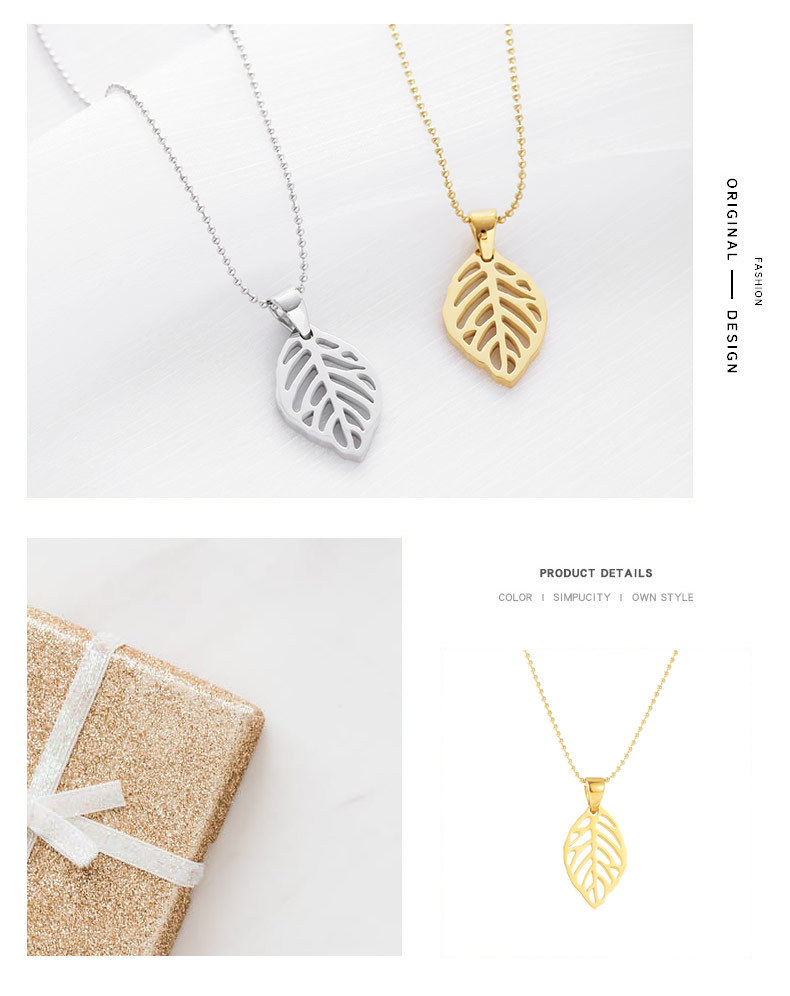 Fashion Leaf Stainless Steel Plating Pendant Necklace 1 Piece