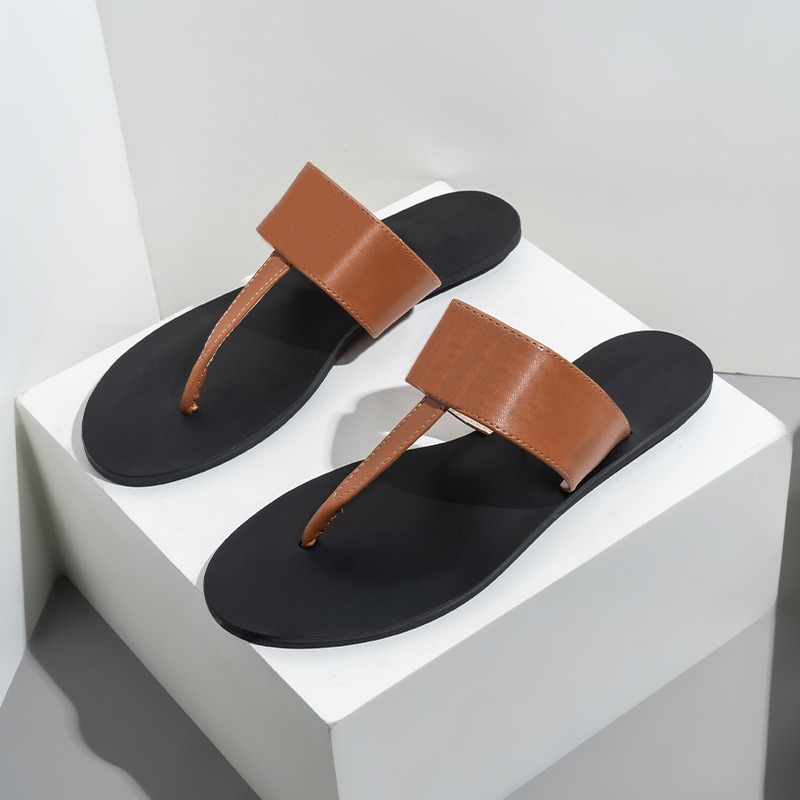 Women's Herringbone Flat Sandals Designer Style Summer Slides_voghion.com