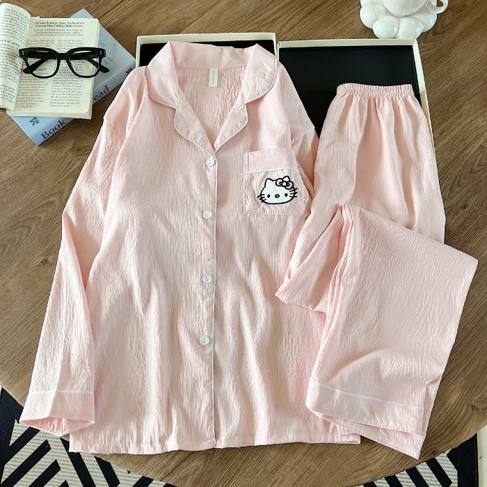 Transfronterizo Vietnam al por mayor pijamas de algodón nubes mujeres cardigan botones de solapa de manga larga otoño nueva ropa para el hogar