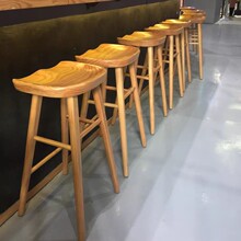 北欧实木酒吧椅家用吧台椅高脚凳手机店前台椅现代简约吧凳苹果椅