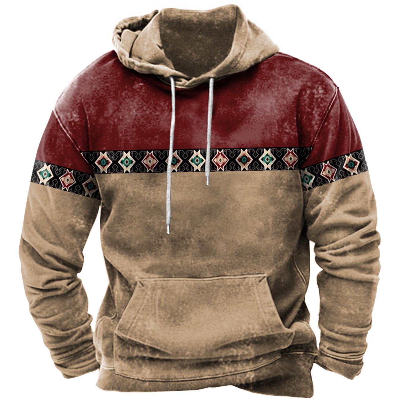 Neuer lockerer, lässiger Pullover-Hoodie im Frühling und Herbst mit trendigem Kapuzen-Sweatshirt im ethnischen Stil mit 3D-Druck für Männer_voghion.com
