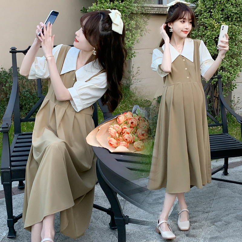 Pregnant Women's Temperament Dress Pregnant Period Professional Wear Pregnant and Nurturing Dual-purpose Large Size Mid-length Suit Pregnant Women's Skirt Korean Style