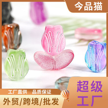 新颖个性亚克力镀彩UV透明夜光郁金香花朵散珠串珠 手机链DIY配件