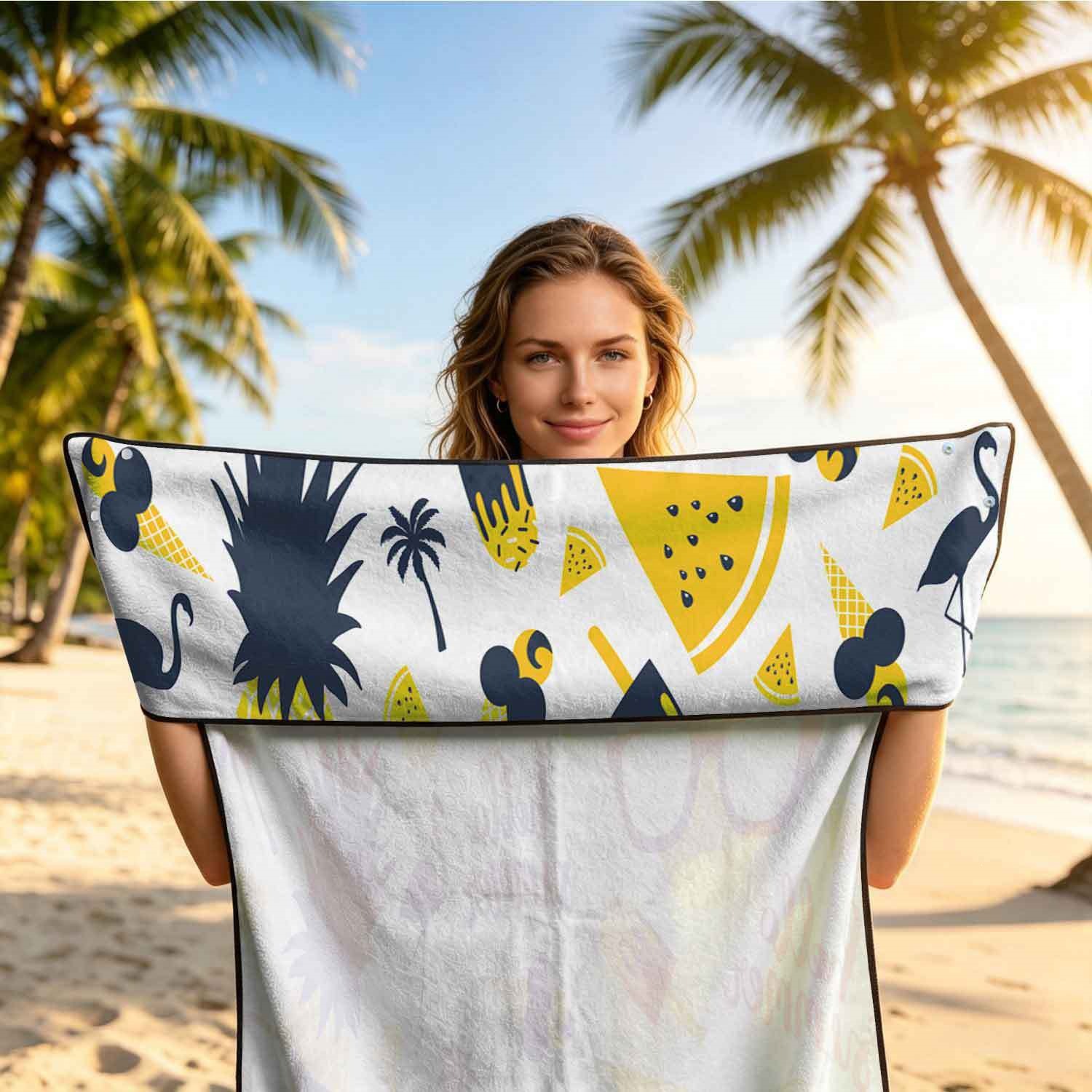 Summer bath towel and car seat cover 2-in-1, ultra-fine fiber outdoor beach and car dual-use universal seat cushion