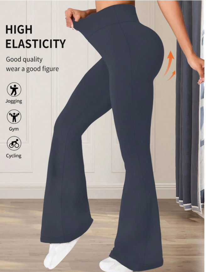 High-Waisted Yoga Pants For Women – Stretchy Flared Leggings, Seamless Workout & Lounge Pants (Black/Grey/Caramel)​_ecoleips.com