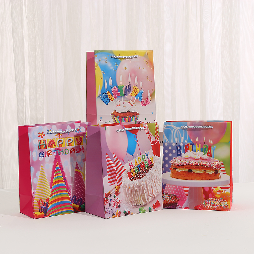 购物袋子商场包装袋白卡生日派对礼品袋印花糖果手提袋批发