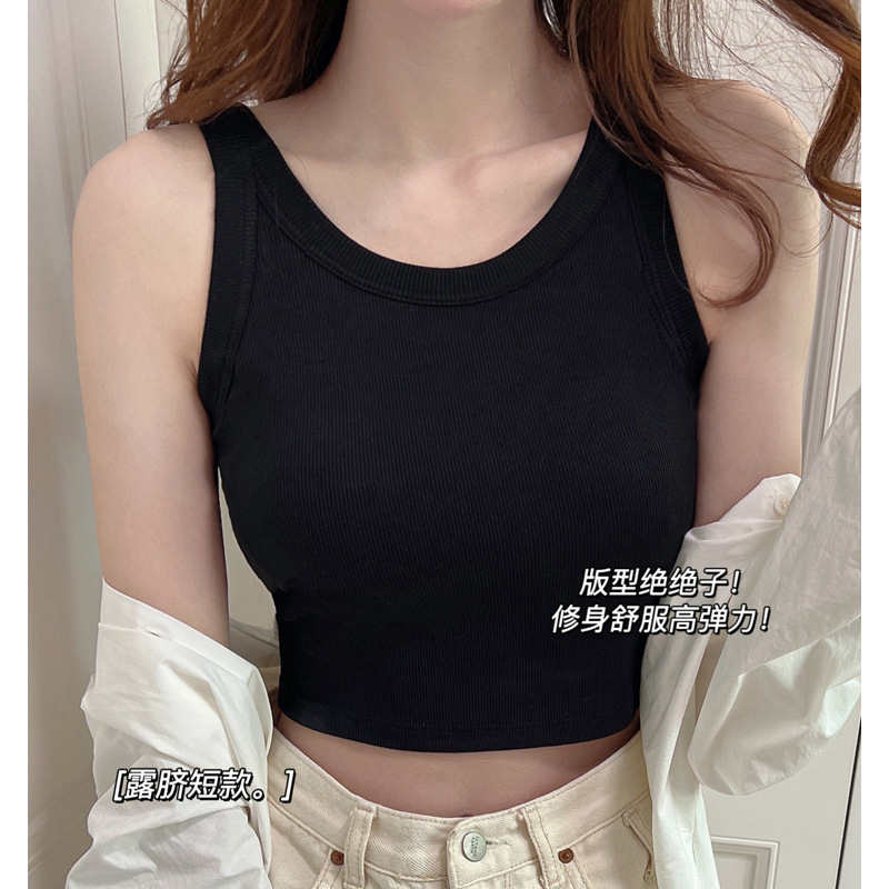 Threaded Camisole Sports Vest Women's Summer Shirt Inner Wearing Outer Wearing Spice Girl Slim-fit Sleeveless Short Base Top Women's Top Threaded Camisole Sports Vest Women's Summer Shirt Inner Wearing Outer Wearing Spice Girl Slim-fit Sleeveless Short Base Top Women's Top