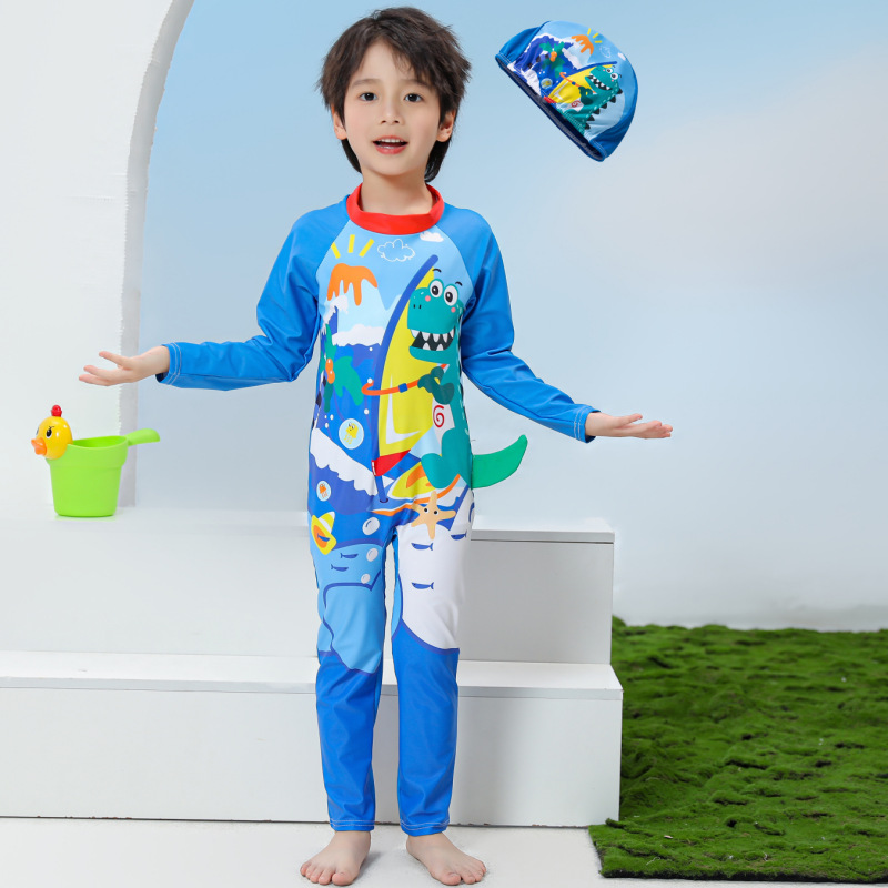 Traje de baño para niños de comercio exterior, traje de natación de secado rápido con protector solar de manga larga para niños, traje de buceo para bebés, traje de surf al por mayor