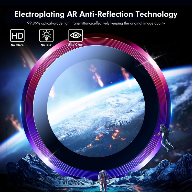 ENKAY Hat-Prince AR película protectora de lente metálica opaca aleación de aluminio + vidrio templado detrás para iPhone 16 / 16