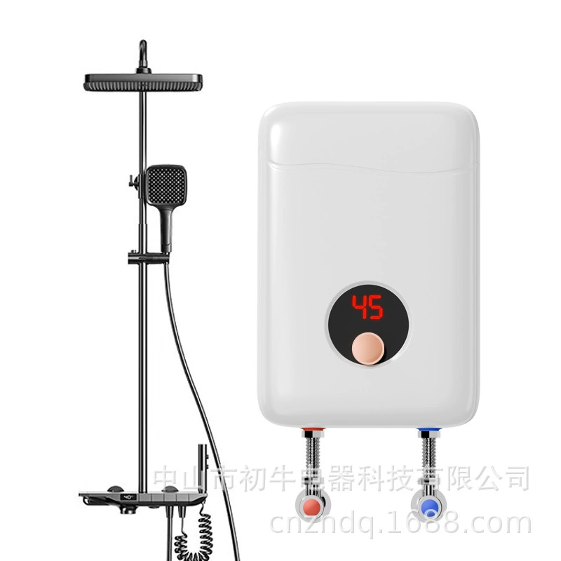 Проточный электрический водонагреватель с ручным управлением и насосом-повысителем, компактный бытовой проточный водонагреватель без накопительной емкости для душа